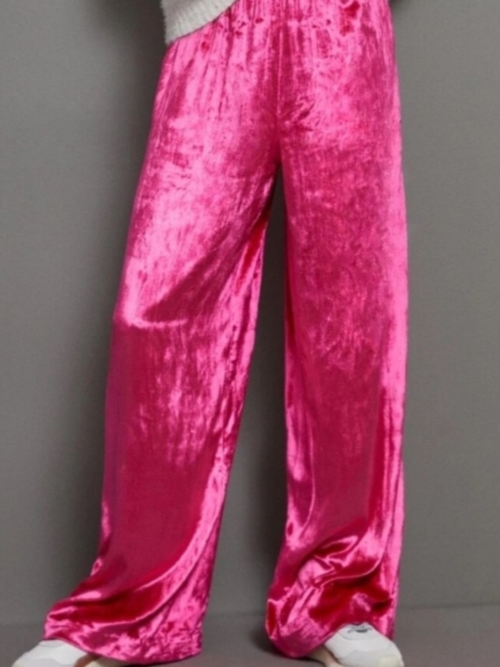 Anthropologie Maeve Hot Pink Velvet Wide Leg Pants